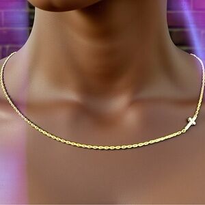 Kendra Scott Cross Inline Pave Necklace, 18k Gold Vermeil